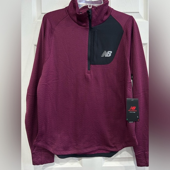 New Balance Men's Medium NB Heat Grid Half-Zip Top Performance NWT Dark Pink - Picture 1 of 15